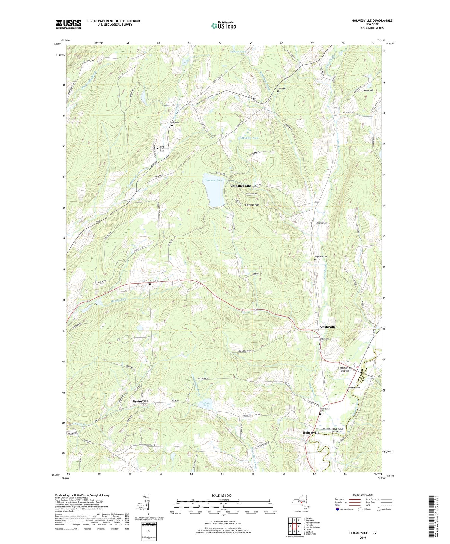 Holmesville New York US Topo Map Image