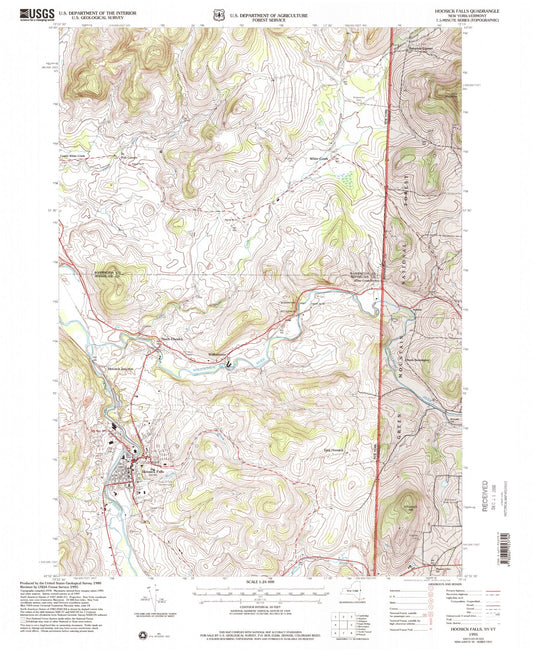 Classic USGS Hoosick Falls New York 7.5'x7.5' Topo Map Image
