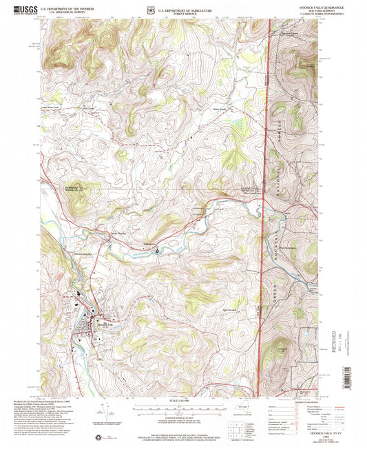 Classic USGS Hoosick Falls New York 7.5'x7.5' Topo Map Image