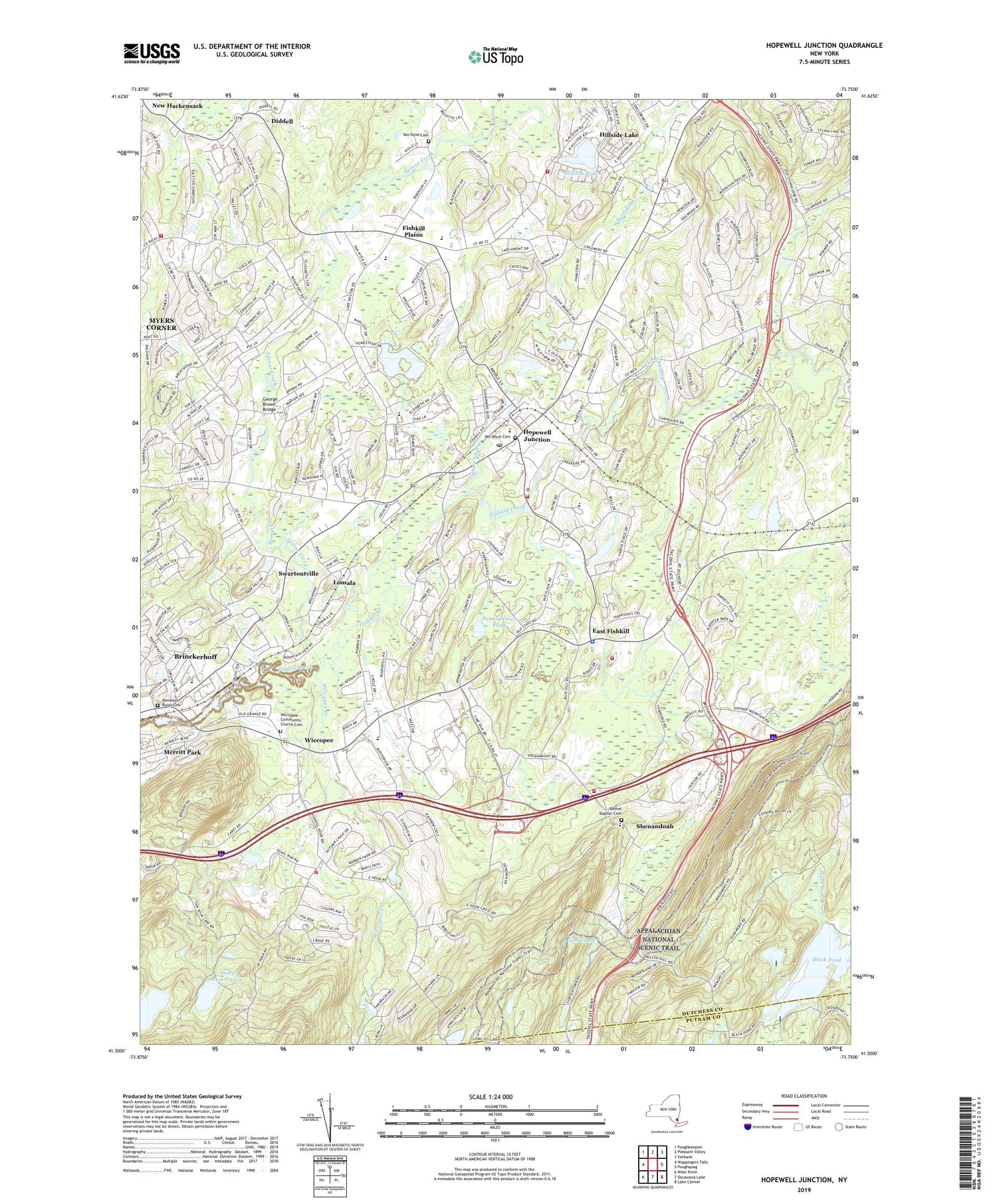 Hopewell Junction New York US Topo Map Image