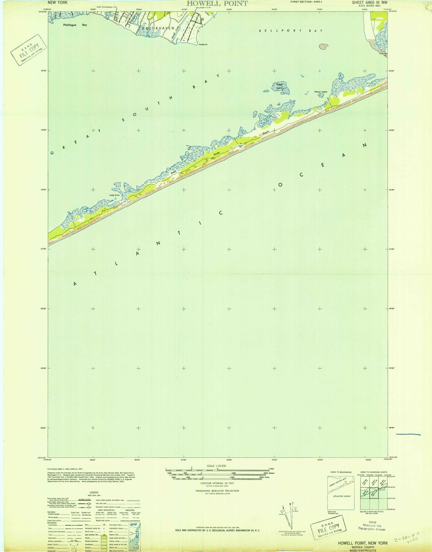 Classic USGS Howells Point New York 7.5'x7.5' Topo Map Image