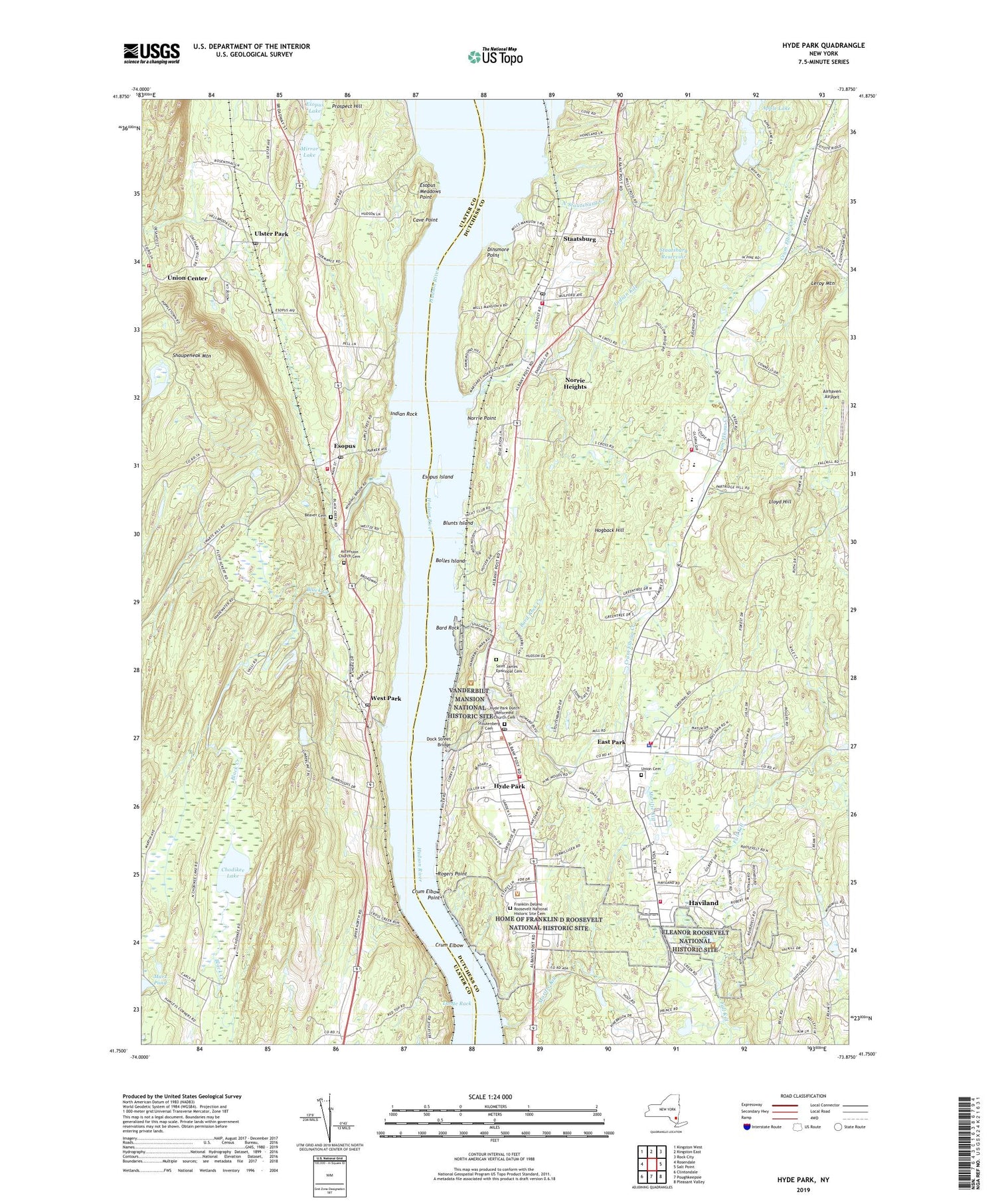 Hyde Park New York US Topo Map Image