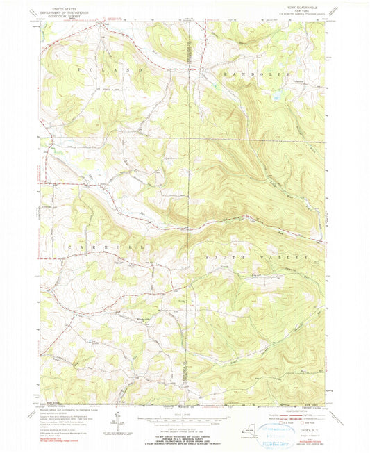 Classic USGS Ivory New York 7.5'x7.5' Topo Map Image
