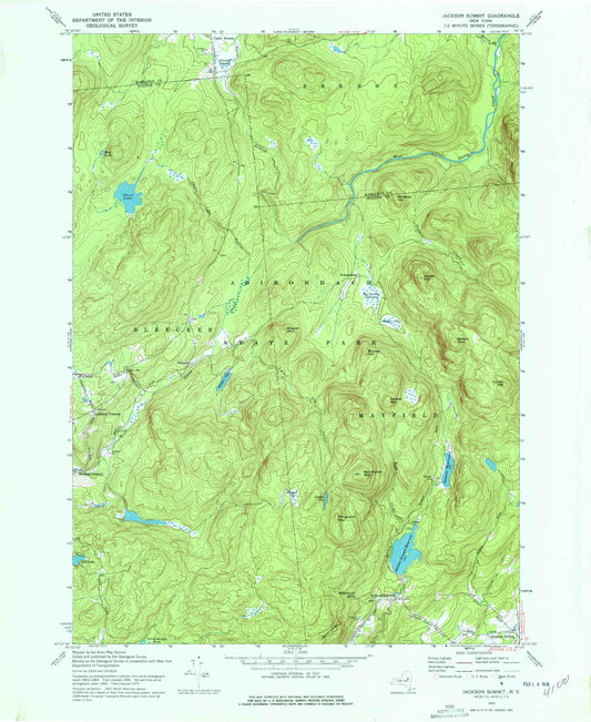 Classic USGS Jackson Summit New York 7.5'x7.5' Topo Map Image