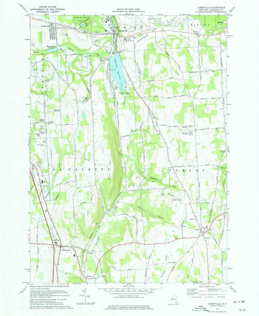 Classic USGS Jamesville New York 7.5'x7.5' Topo Map Image