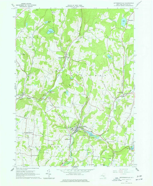 Classic USGS Jeffersonville New York 7.5'x7.5' Topo Map Image