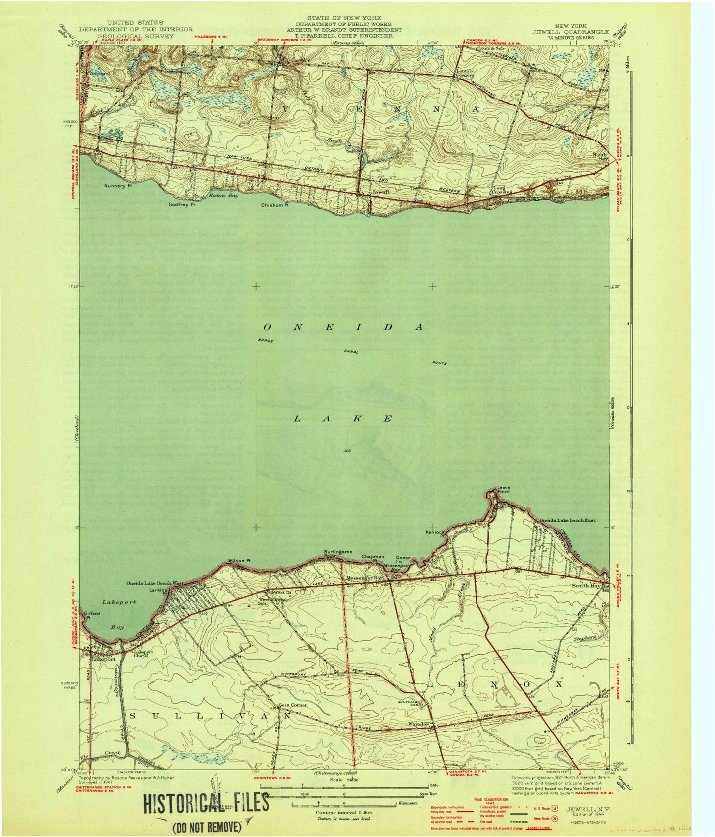 Classic USGS Jewell New York 7.5'x7.5' Topo Map Image