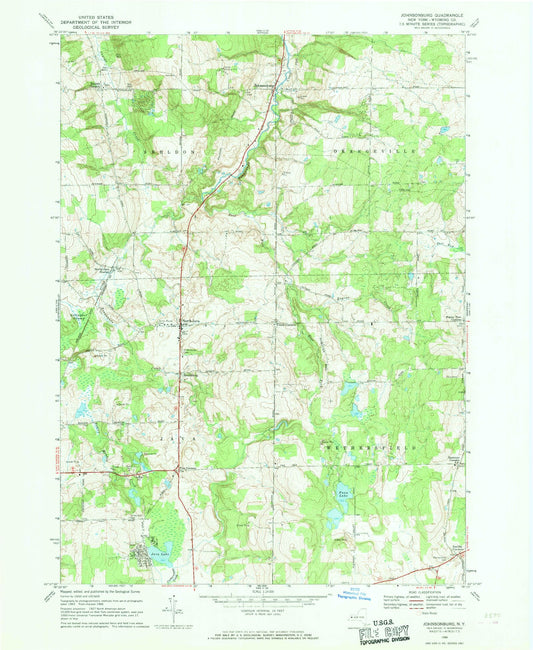 Classic USGS Johnsonburg New York 7.5'x7.5' Topo Map Image