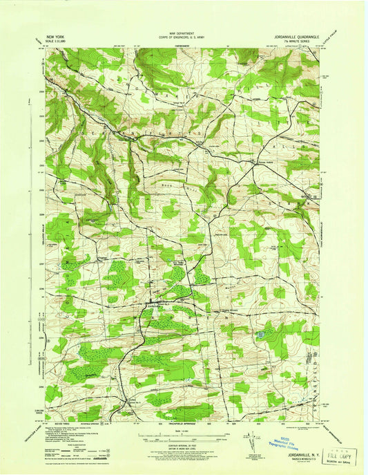 Classic USGS Jordanville New York 7.5'x7.5' Topo Map Image