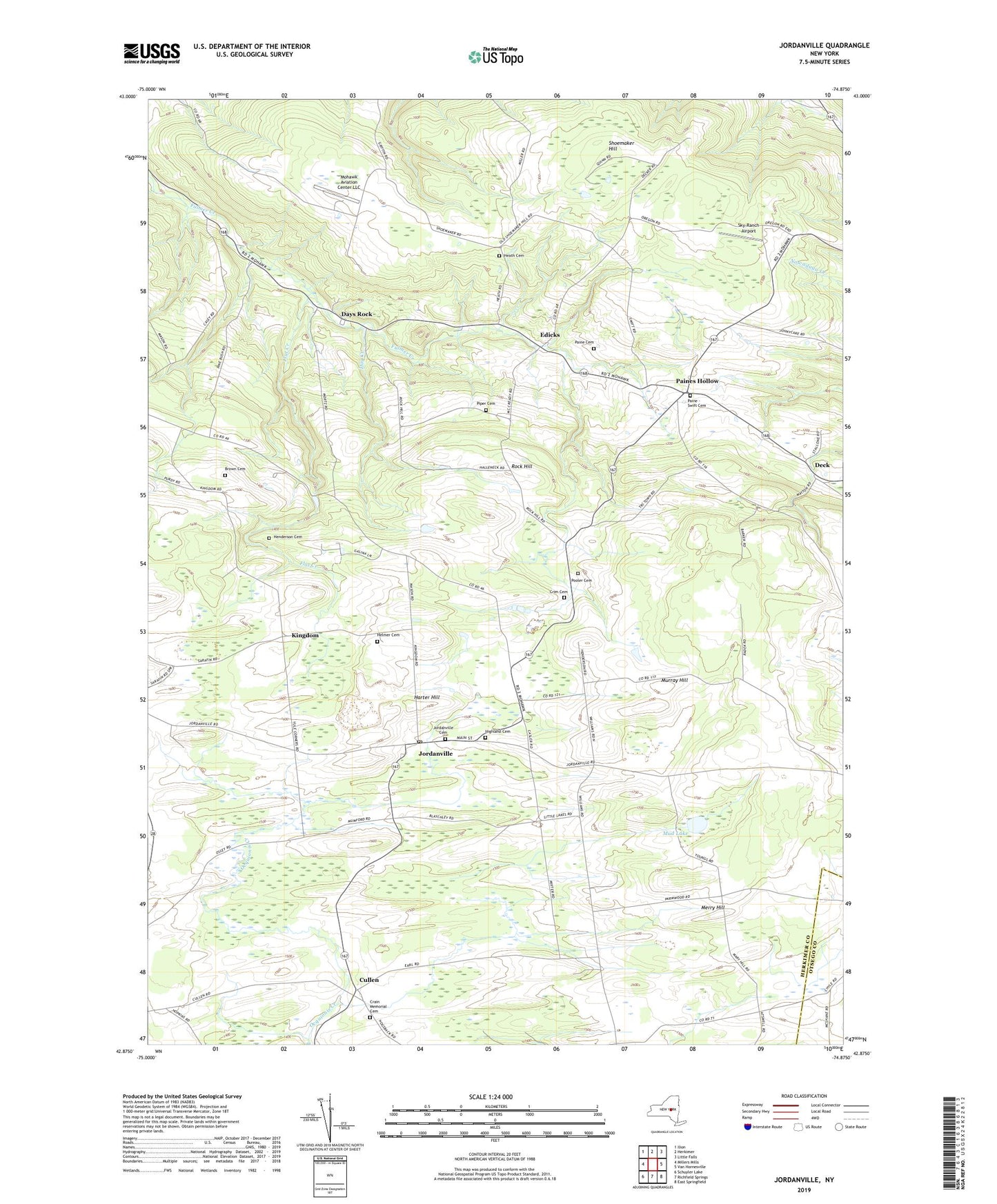 Jordanville New York US Topo Map Image
