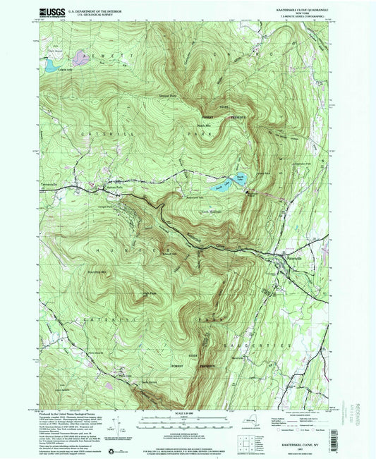 Classic USGS Kaaterskill Clove New York 7.5'x7.5' Topo Map Image