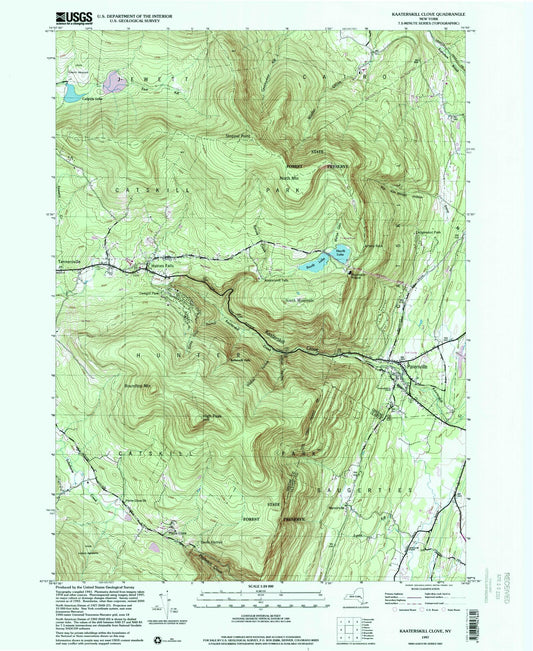 Classic USGS Kaaterskill Clove New York 7.5'x7.5' Topo Map Image