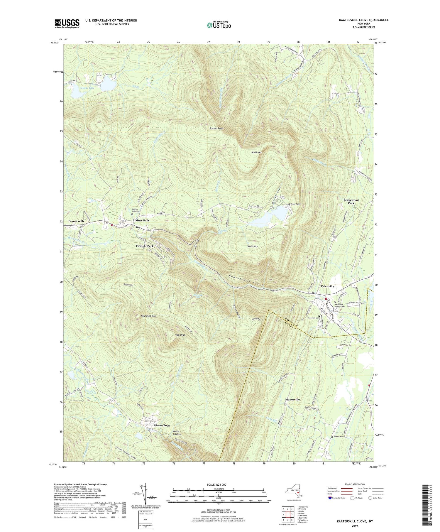 Kaaterskill Clove New York US Topo Map Image