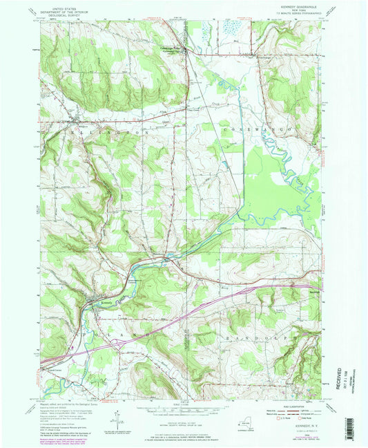 Classic USGS Kennedy New York 7.5'x7.5' Topo Map Image