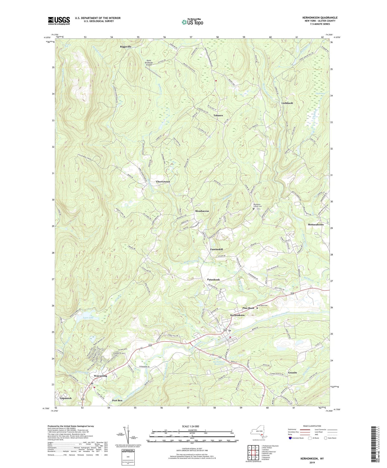 Kerhonkson New York US Topo Map Image