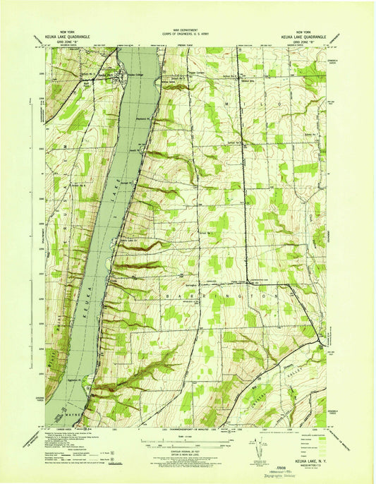 Classic USGS Keuka Park New York 7.5'x7.5' Topo Map Image