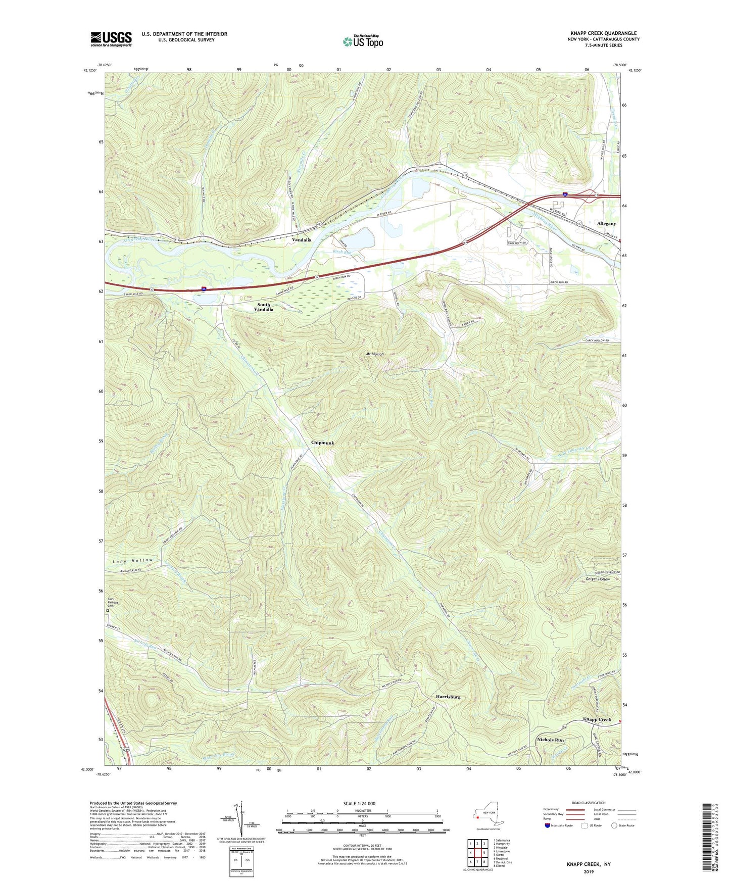 Knapp Creek New York US Topo Map Image