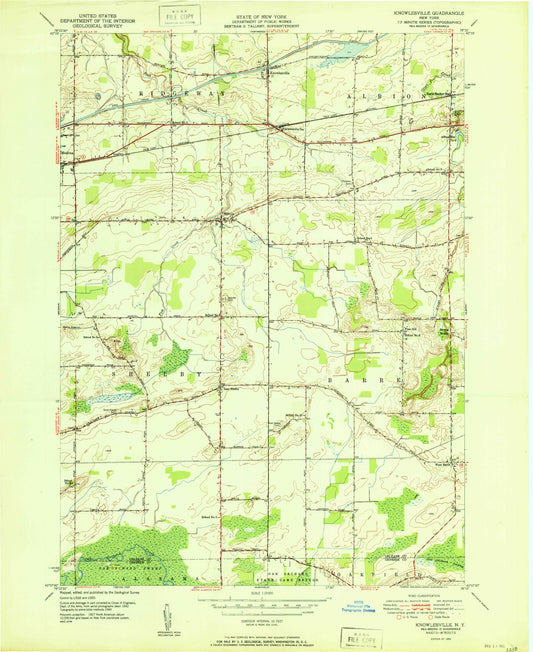 Classic USGS Knowlesville New York 7.5'x7.5' Topo Map Image