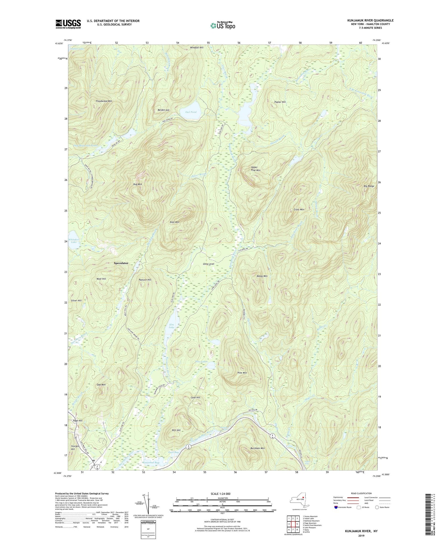 Kunjamuk River New York US Topo Map Image