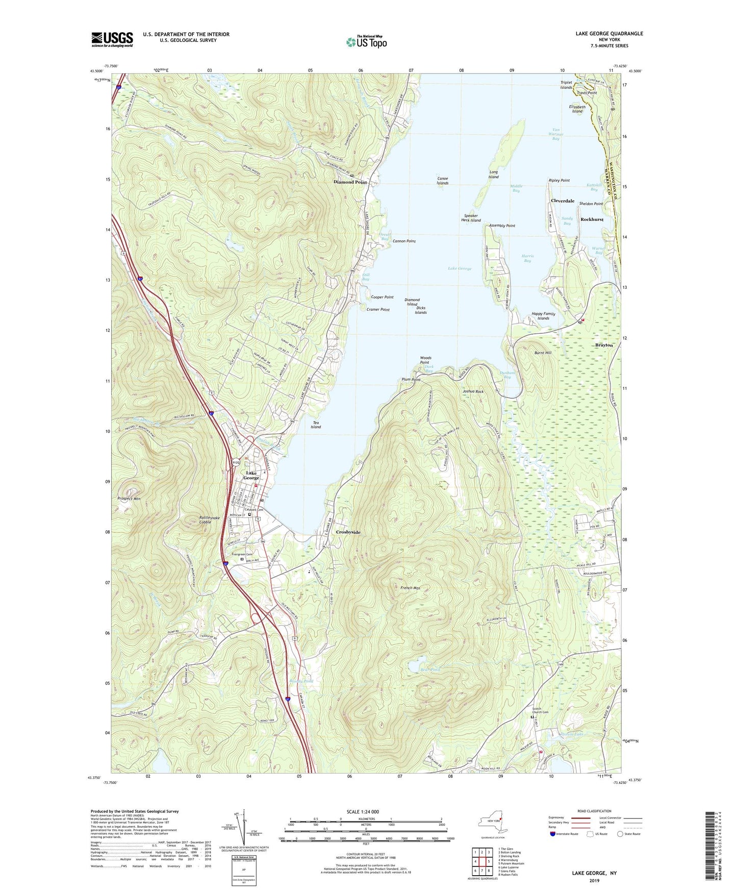 Lake George New York US Topo Map Image