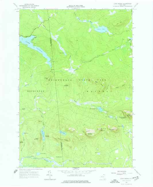 Classic USGS Lake Ozonia New York 7.5'x7.5' Topo Map Image