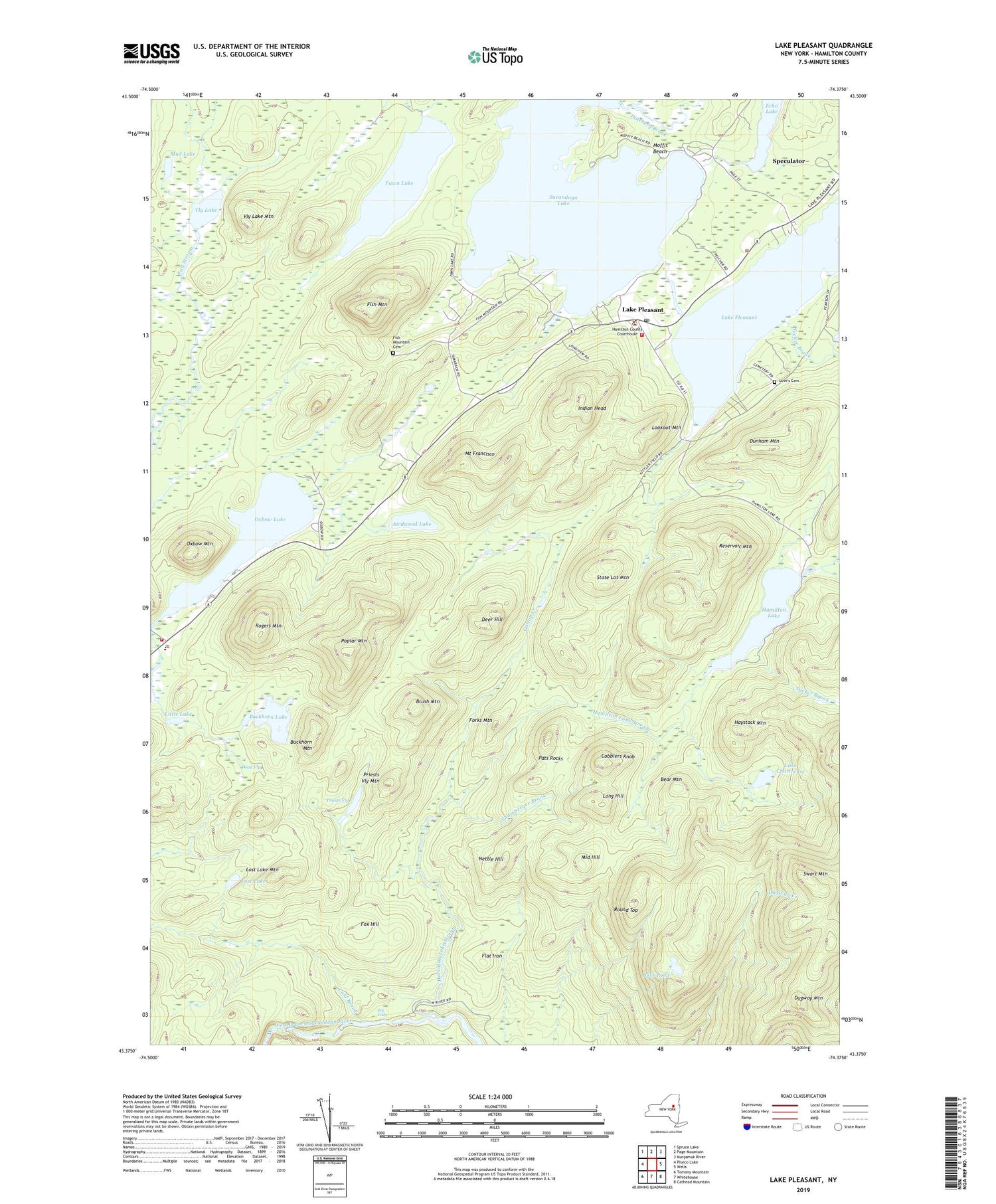 Lake Pleasant New York US Topo Map Image