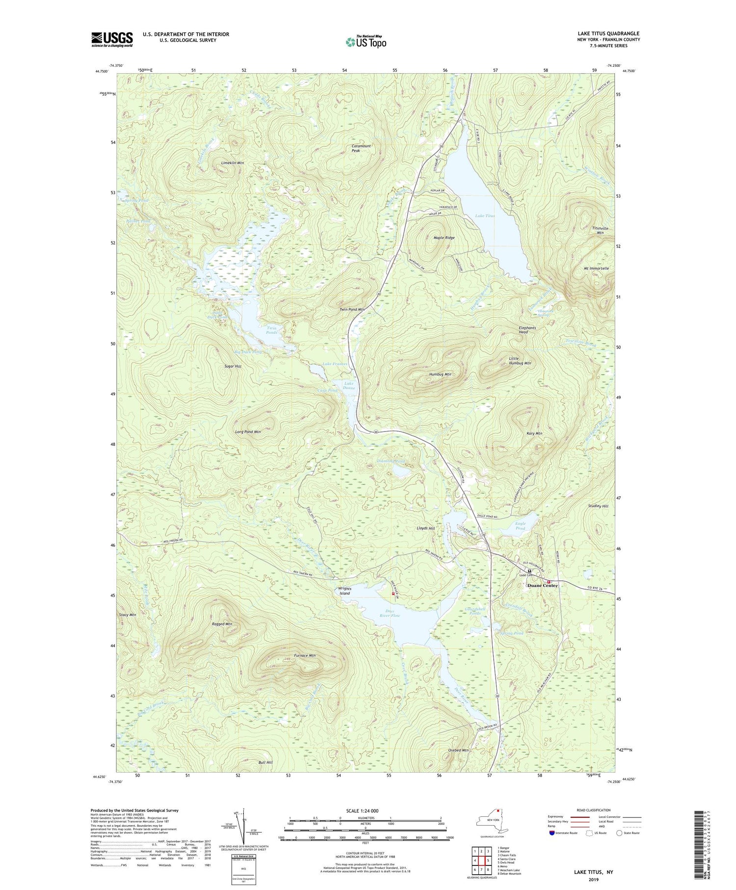 Lake Titus New York US Topo Map Image
