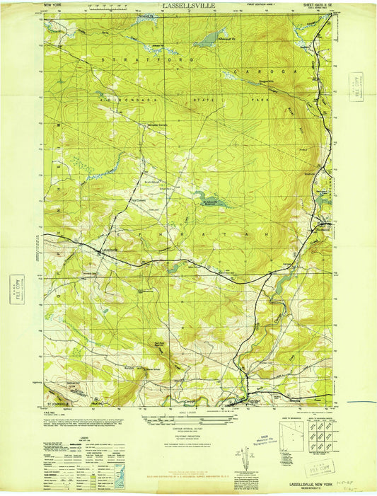 Classic USGS Lassellsville New York 7.5'x7.5' Topo Map Image