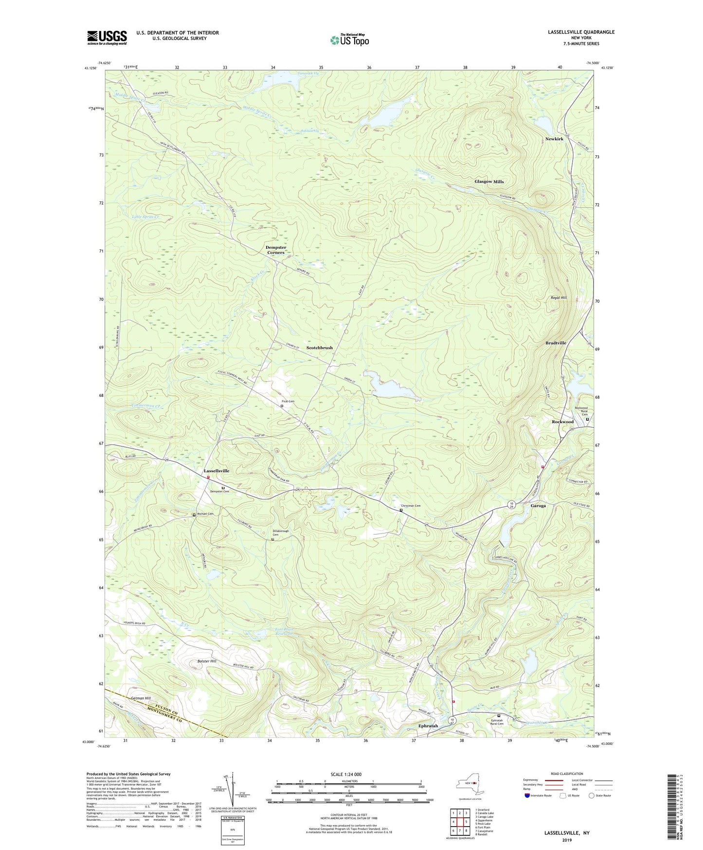 Lassellsville New York US Topo Map Image