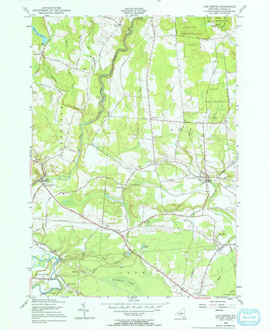 Classic USGS Lee Center New York 7.5'x7.5' Topo Map Image