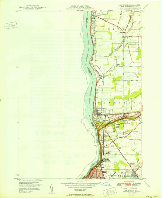 Classic USGS Lewiston New York 7.5'x7.5' Topo Map Image
