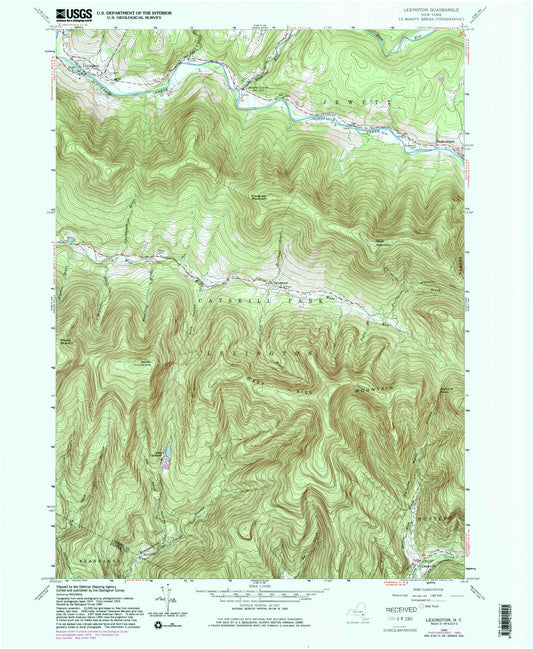 Classic USGS Lexington New York 7.5'x7.5' Topo Map Image