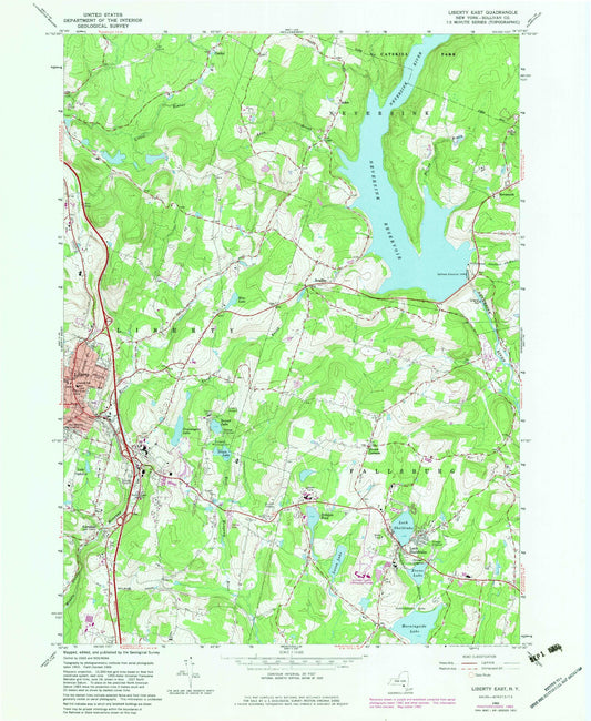 Classic USGS Liberty East New York 7.5'x7.5' Topo Map Image