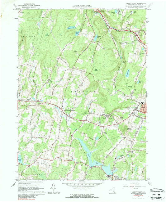 Classic USGS Liberty West New York 7.5'x7.5' Topo Map Image