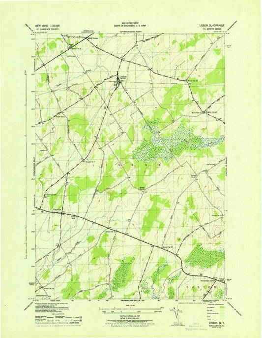 Classic USGS Lisbon New York 7.5'x7.5' Topo Map Image