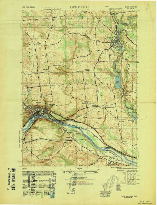 Classic USGS Little Falls New York 7.5'x7.5' Topo Map Image