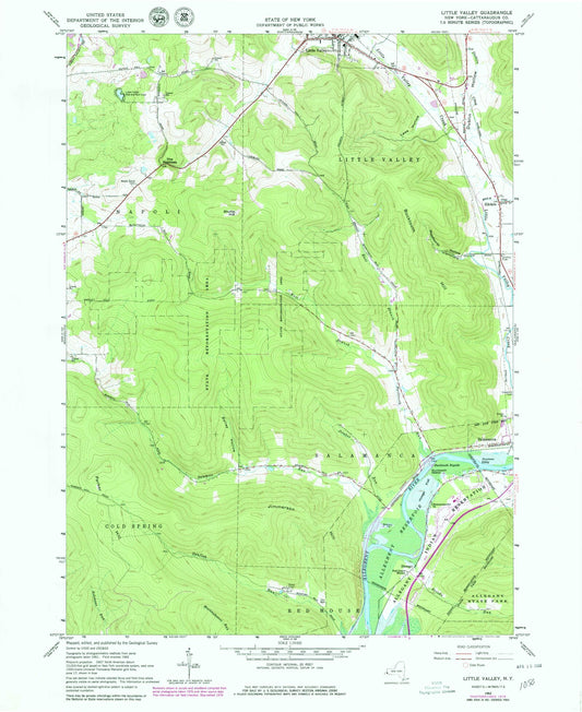 Classic USGS Little Valley New York 7.5'x7.5' Topo Map Image