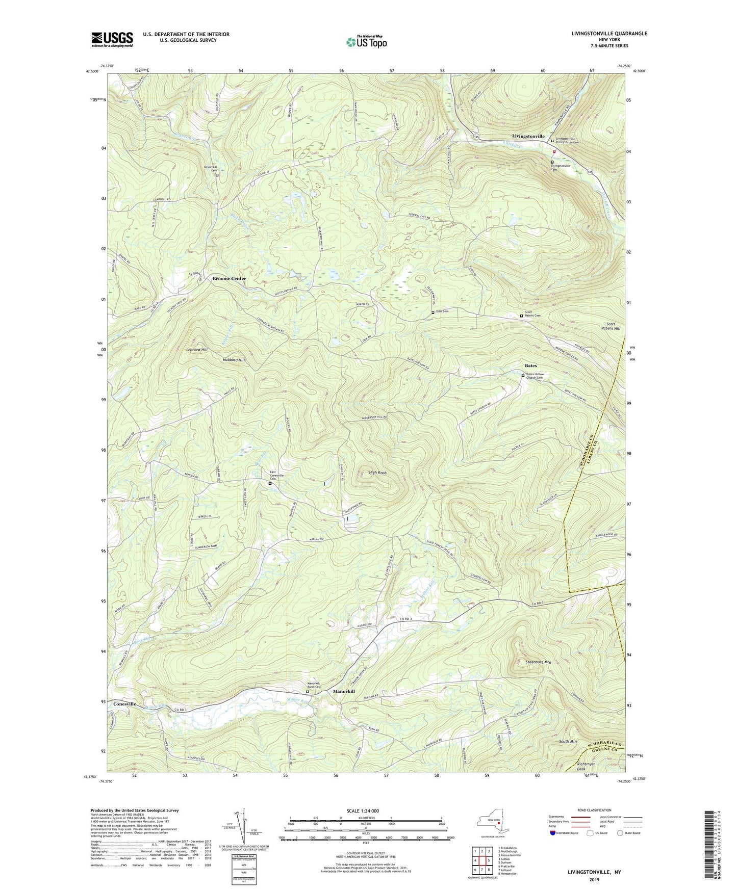 Livingstonville New York US Topo Map Image