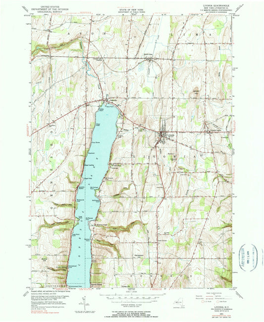 Classic USGS Livonia New York 7.5'x7.5' Topo Map Image