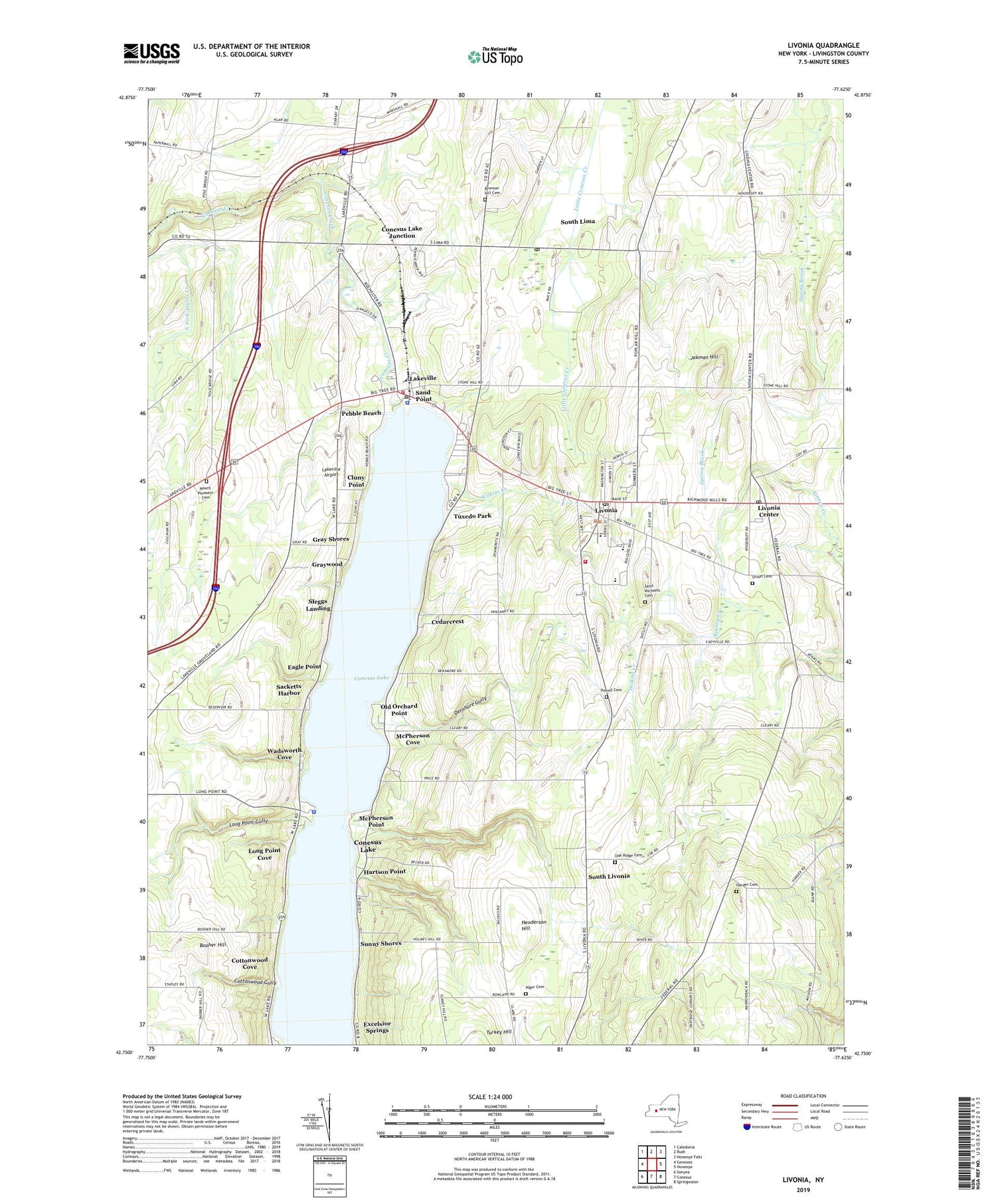 Livonia New York US Topo Map Image