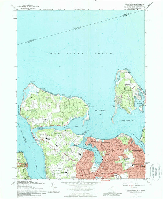 Classic USGS Lloyd Harbor New York 7.5'x7.5' Topo Map Image