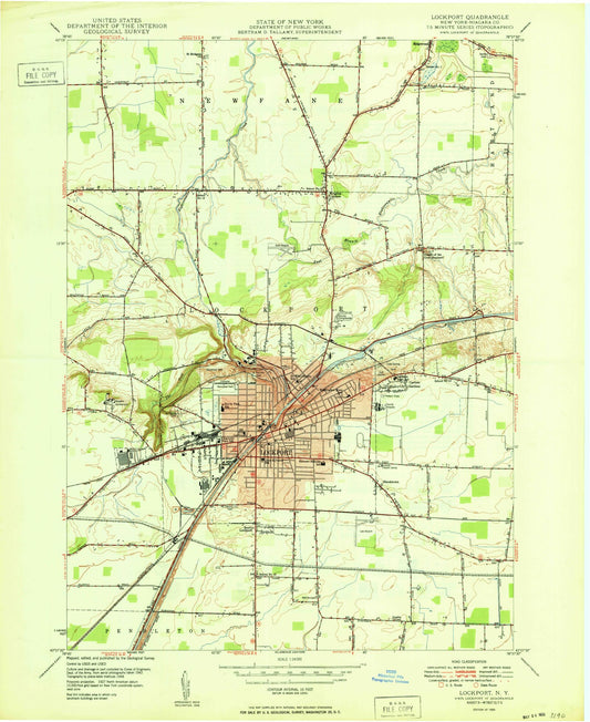 Classic USGS Lockport New York 7.5'x7.5' Topo Map Image