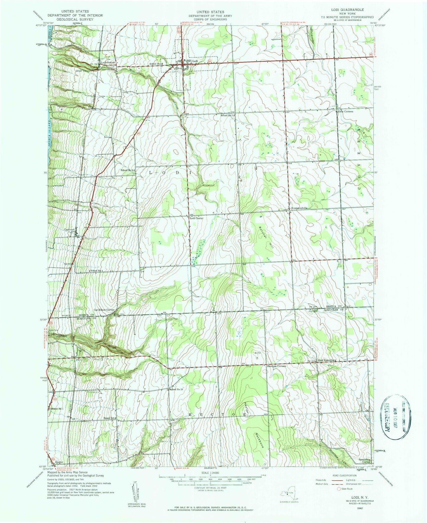 Classic USGS Lodi New York 7.5'x7.5' Topo Map Image