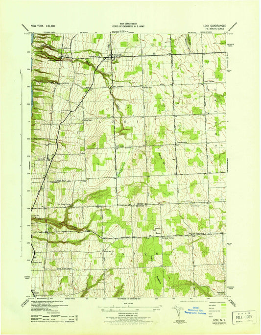 Classic USGS Lodi New York 7.5'x7.5' Topo Map Image