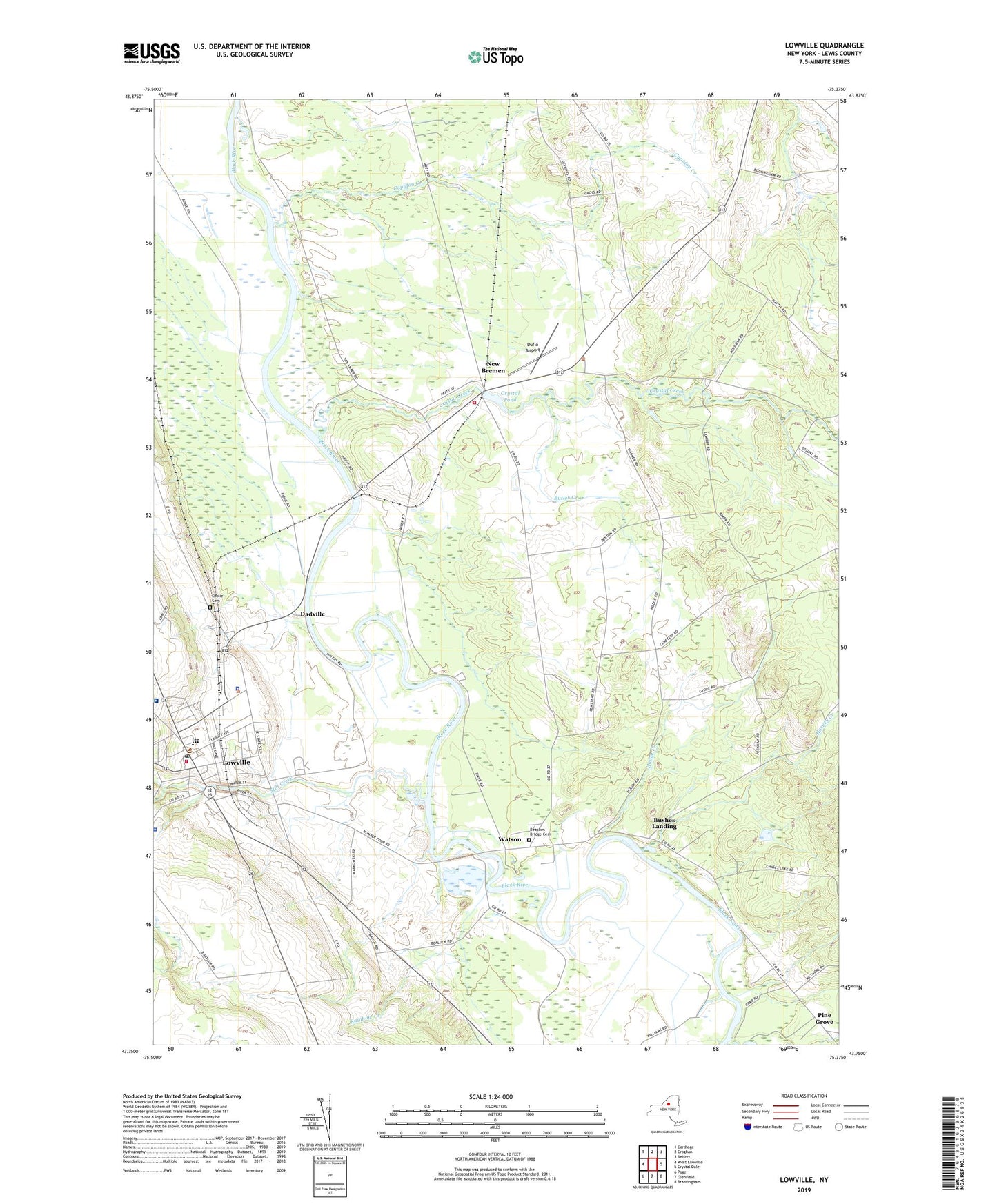 Lowville New York US Topo Map Image