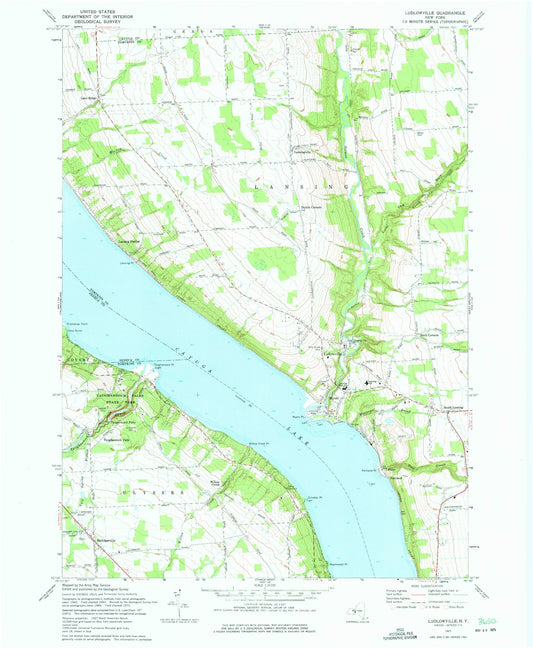 Classic USGS Ludlowville New York 7.5'x7.5' Topo Map Image