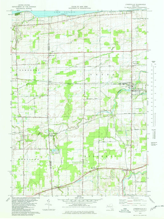 Classic USGS Lyndonville New York 7.5'x7.5' Topo Map Image