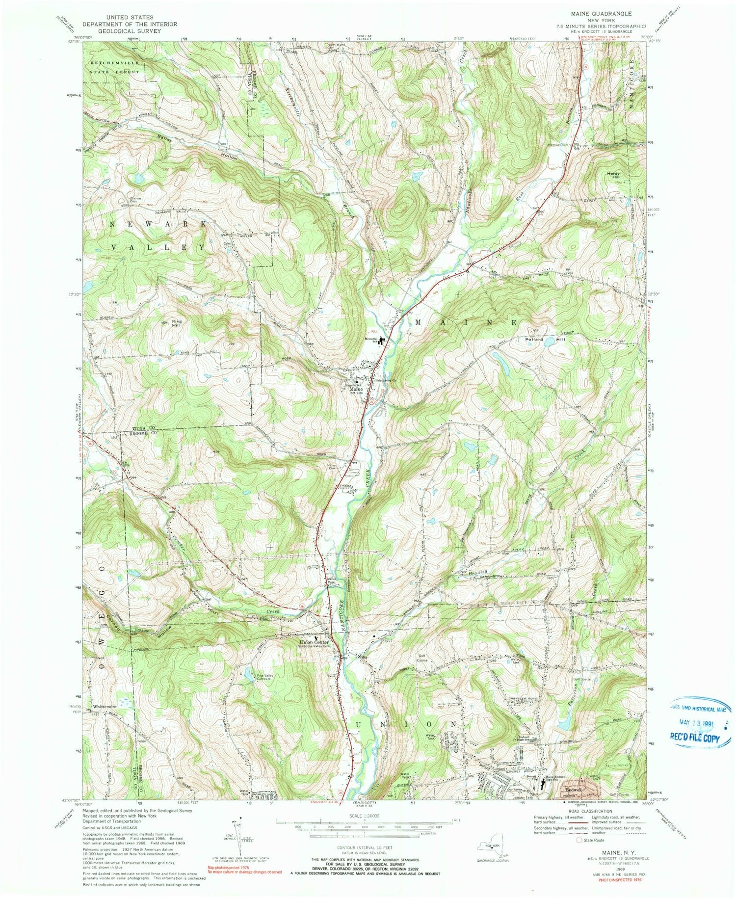 Classic USGS Maine New York 7.5'x7.5' Topo Map Image