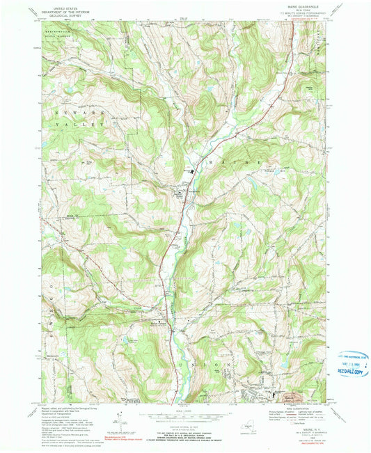 Classic USGS Maine New York 7.5'x7.5' Topo Map Image