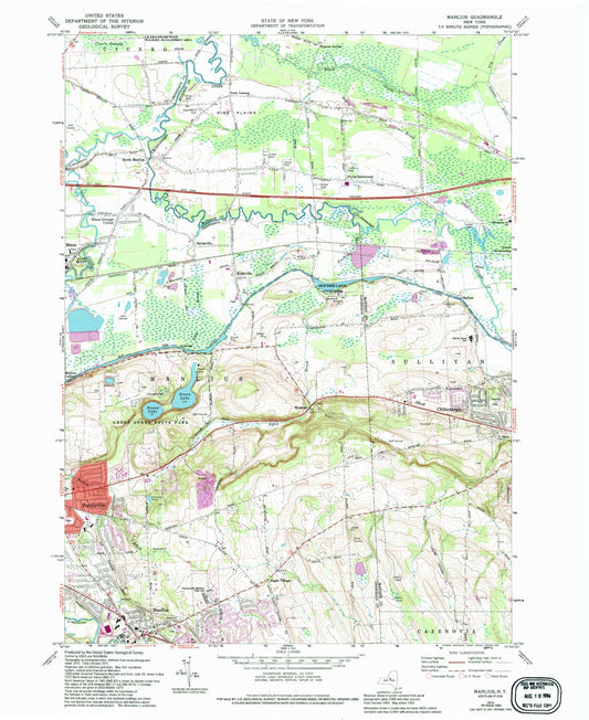Classic USGS Manlius New York 7.5'x7.5' Topo Map Image